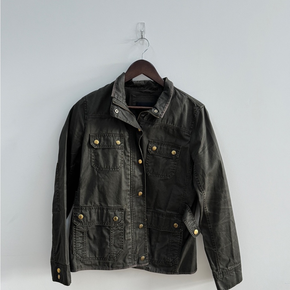 J. Crew Olive Military Jacket with Brass Buttons